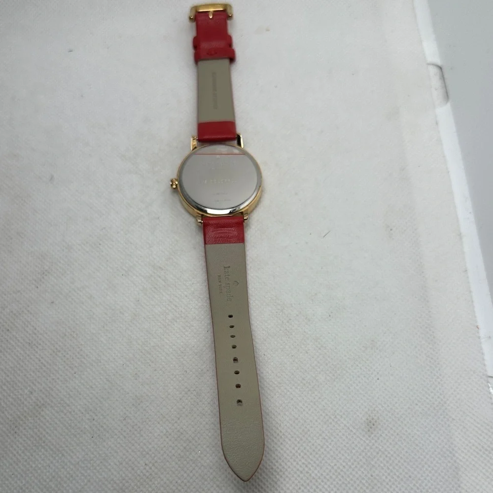 Kate Spade Red Chalkboard Metro Watch Rose Gold Red Leather 34mm